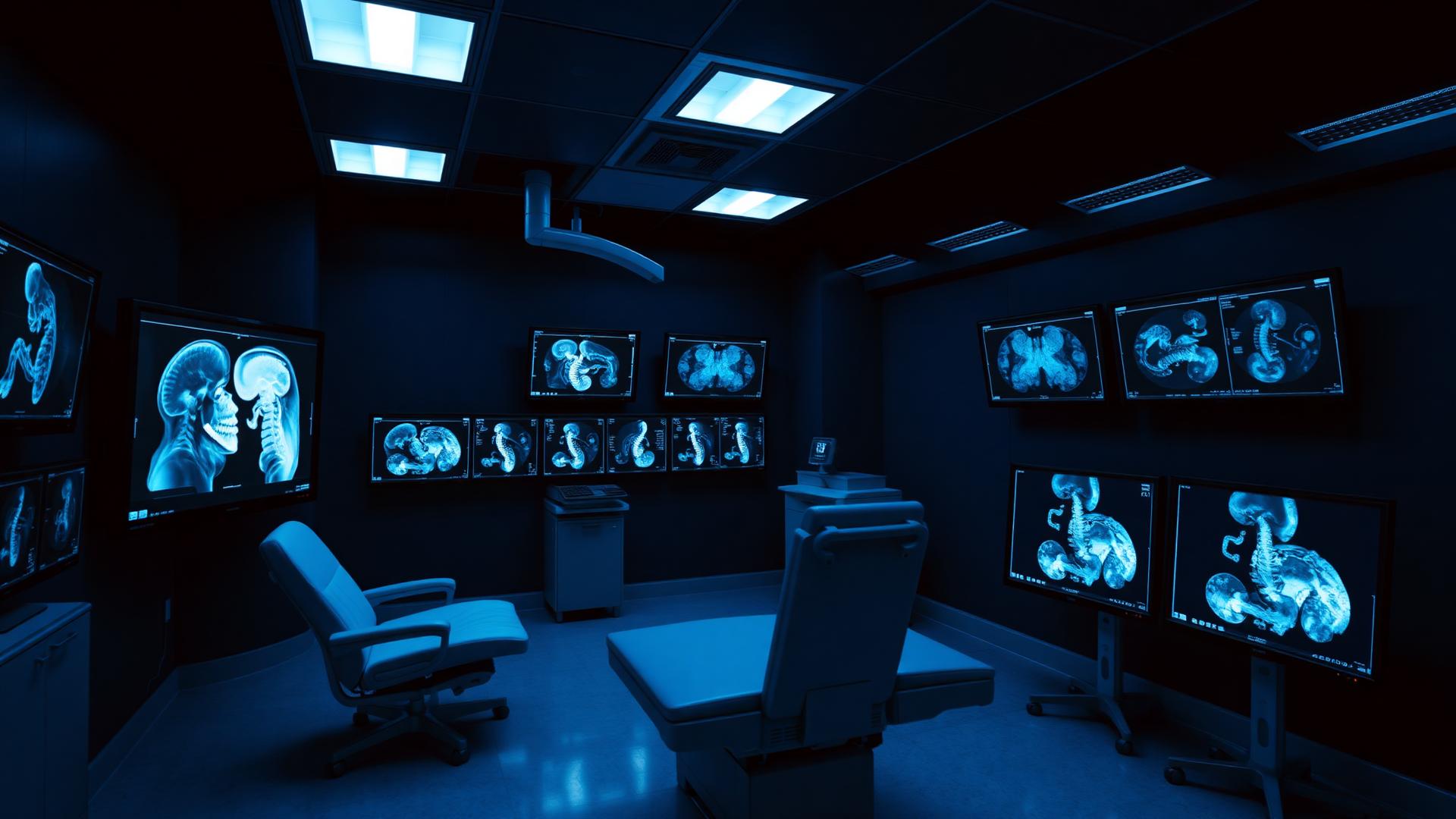 Radiology reading room with diagnostic displays