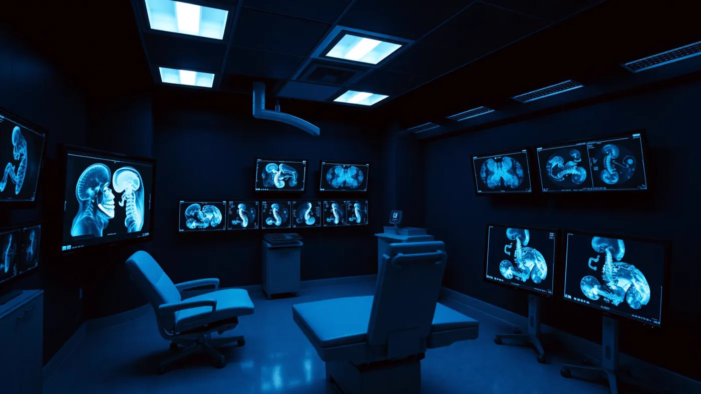 Radiology reading room with diagnostic displays